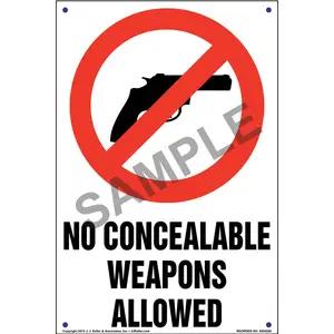 No Concealed Weapons Allowed Sign