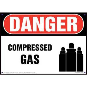 Danger: Compressed Gas Sign with Icon - OSHA