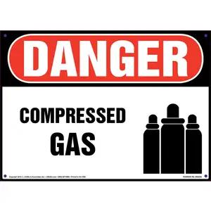 Danger: Compressed Gas Sign with Icon - OSHA