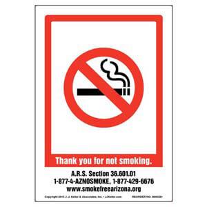 Arizona: Thank You For Not Smoking Label