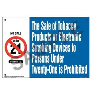 Hawaii: Sale of Tobacco Products/Electronic Smoking Devices to Persons Under 21 Is Prohibited Sign