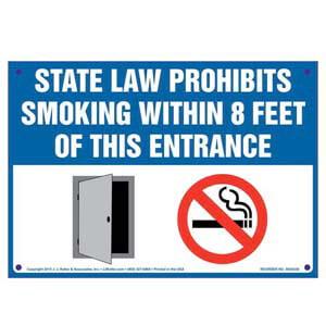 Indiana State Law Prohibits Smoking Within 8 Feet Of This Entrance Sign