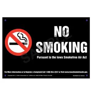 Iowa Smokefree Air Act: No Smoking Sign - White Text on Black
