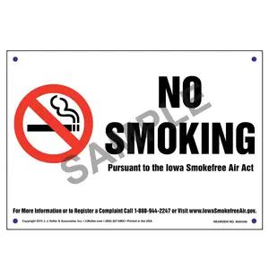 Iowa Smokefree Air Act: No Smoking Sign - Black Text on White