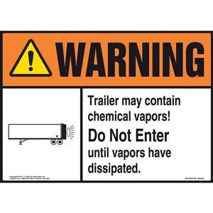Warning: Trailer May Contain Chemical Vapors Sign - ANSI