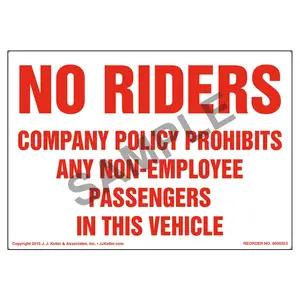 No Riders: Company Policy Label