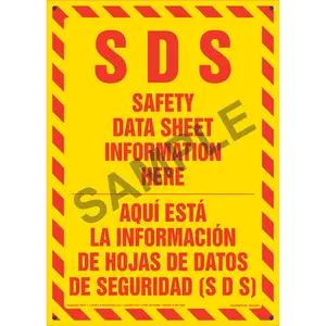 SDS Safety Data Sheet Information Here Sign - Bilingual