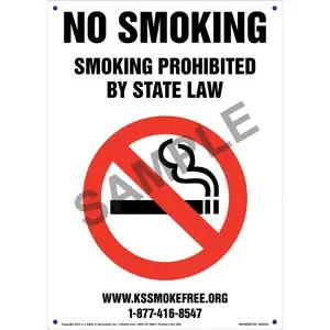 Kansas: No Smoking - Smoking Prohibited By State Law Sign