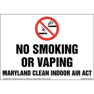 Maryland Clean Indoor Air Act: No Smoking Sign