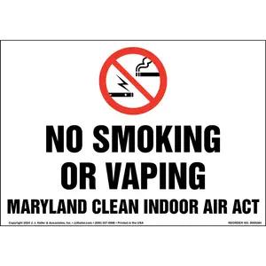 Maryland Clean Indoor Air Act: No Smoking Sign