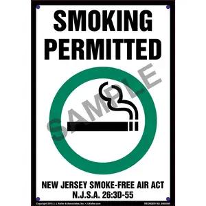 New Jersey Smoke-Free Air Act: Smoking Permitted Sign