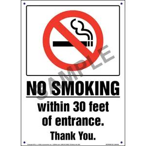 No Smoking Within 30 Feet of Entrance Sign