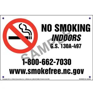 North Carolina: No Smoking Indoors Sign