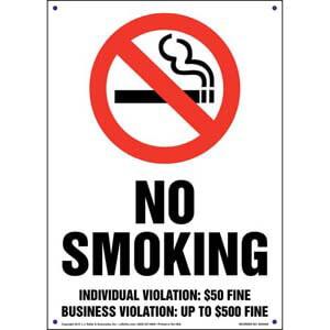 Tennessee: No Smoking Individual Violation $50 Business up to $500 Fine Sign
