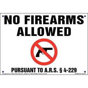 Arizona No Firearms Allowed Sign