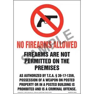 Tennessee: Firearms Are Not Permitted On The Premises Sign