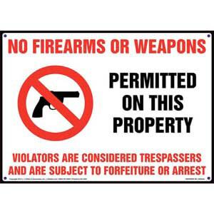 Wisconsin: No Firearms or Weapons on Property Sign