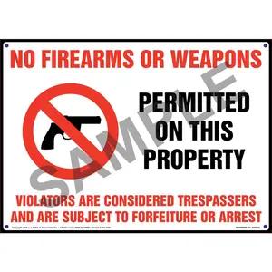 Wisconsin: No Firearms or Weapons on Property Sign