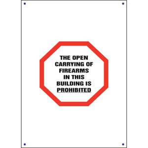 Kansas: Open Carry of Firearms in Building is Prohibited Sign