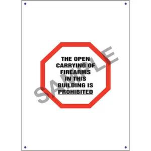 Kansas: Open Carry of Firearms in Building is Prohibited Sign