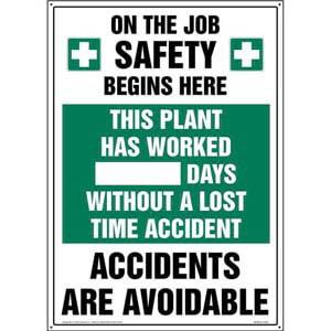 On The Job Safety Begins Here - Write-A-Day Scoreboard