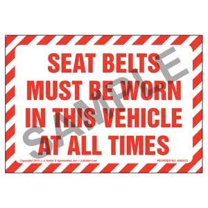 Seat Belts Must Be Worn In This Vehicle At All Times Label