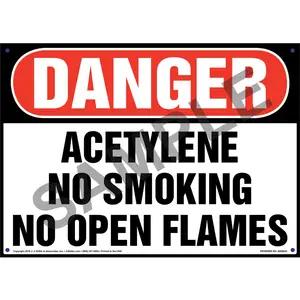 Danger: Acetylene No Smoking No Open Flames Sign - OSHA