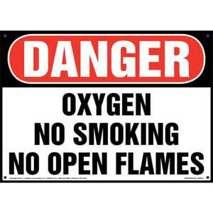 Danger: Oxygen No Smoking/Open Flames Sign - OSHA