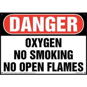 Danger: Oxygen No Smoking/Open Flames Sign - OSHA