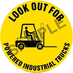 Look Out For Powered Industrial Trucks Floor Sign