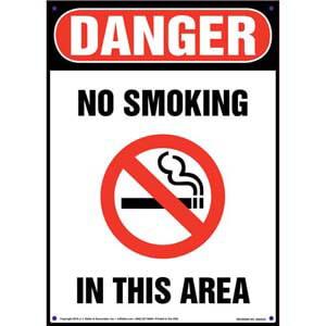 Danger: No Smoking In This Area Sign - OSHA, Portrait