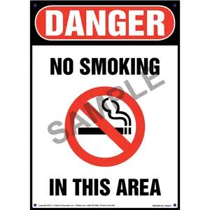 Danger: No Smoking In This Area Sign - OSHA, Portrait