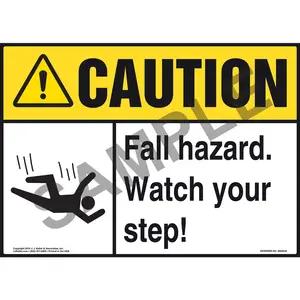 Caution: Fall Hazard Watch Your Step - ANSI Sign