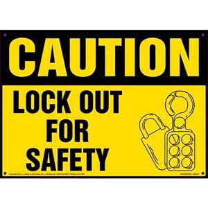 Caution: Lock Out For Safety - OSHA Sign