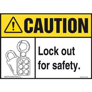 Caution: Lock Out For Safety - ANSI Sign