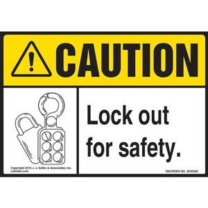 Caution: Lock Out For Safety - ANSI Label