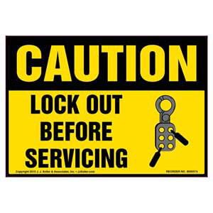 Caution: Lock Out For Safety Before You Start - OSHA Label