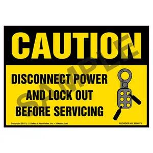 Caution: Disconnect Power And Lock Out Before Servicing - OSHA Label