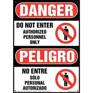 Danger: Do Not Enter Authorized Personnel Only - OSHA Bilingual Sign
