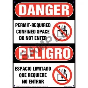 Danger: Permit-Required Confined Space, Do Not Enter - OSHA Bilingual Sign