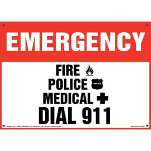 Emergency: Fire, Police, Medical Dial 911 Sign