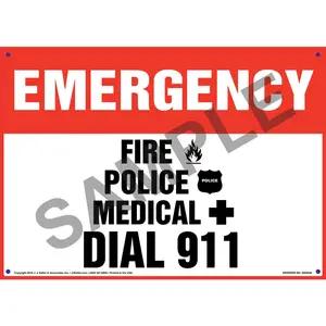 Emergency: Fire, Police, Medical Dial 911 Sign