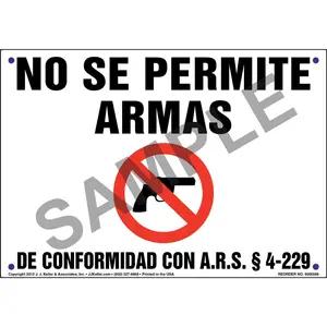 Arizona: No Firearms Allowed - Spanish Sign
