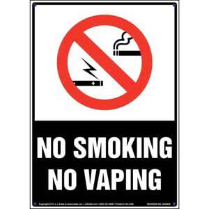 No Smoking No Vaping Sign with Icon - Portrait