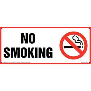No Smoking Sign with Icon - Red Border, Long Format