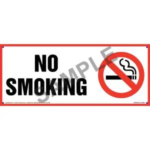 No Smoking Sign with Icon - Red Border, Long Format
