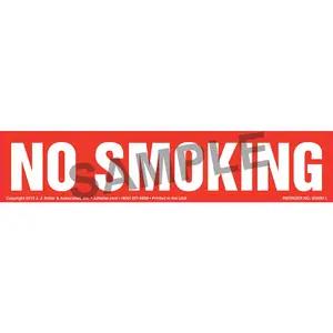 No Smoking Label - White Text on Red, Long Format