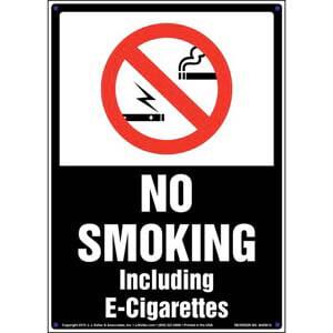 No Smoking Including E-Cigarettes Sign