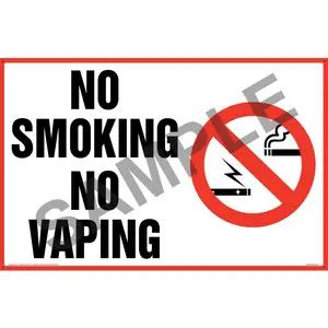 No Smoking No Vaping Sign with Icon - Landscape