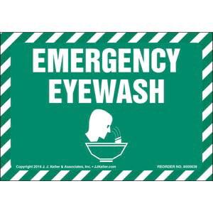 Emergency Eyewash Label With Graphic